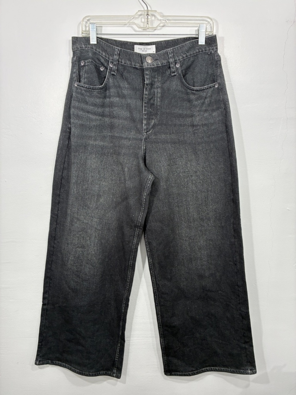 Rag & Bone Miramar Andi Wide Leg French Terry Sweatpant Jeans 27 Faded Black - Picture 5 of 12